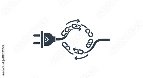 Electric plug with recycling symbol.
