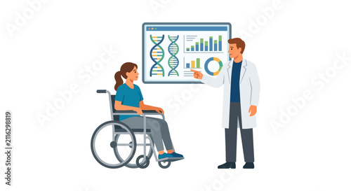 Doctor Explaining Genetic Results to Patient in Wheelchair