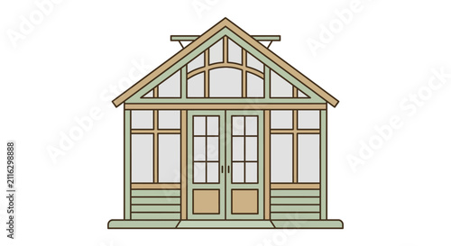 Flat Design Greenhouse Vector Illustration