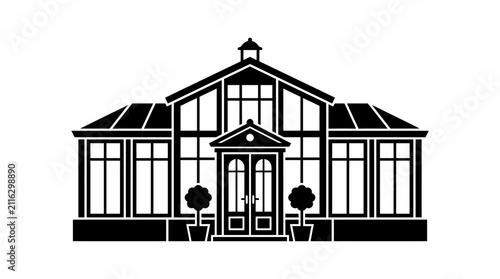 Flat Design Conservatory Building Icon
