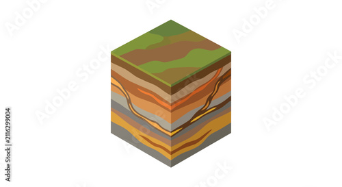 Soil Layers Cross Section Vector Illustration
