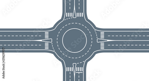 Roundabout Intersection Vector Illustration