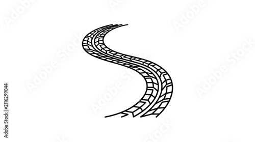 Curved Tire Track Vector Illustration