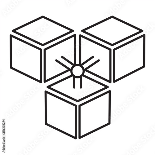 Blockchain network outline vector icon
