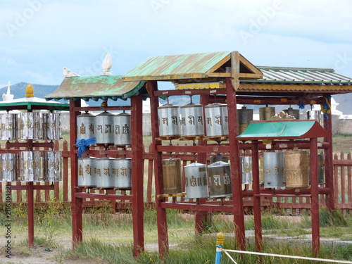 Obraz na plátně Prayer mills in Mongolia