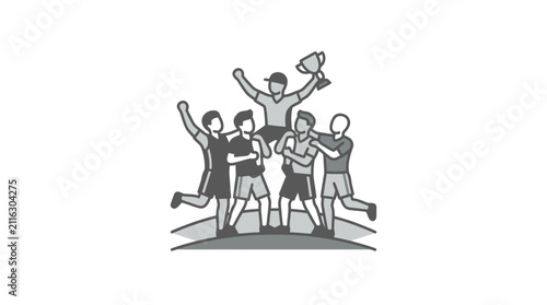 Fotografie Group of happy young friends celebrating.