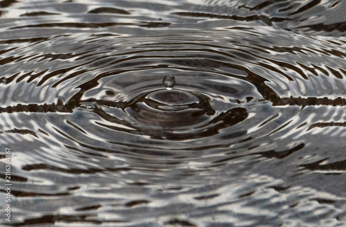 A Single Raindrop Splashing in a Pond 