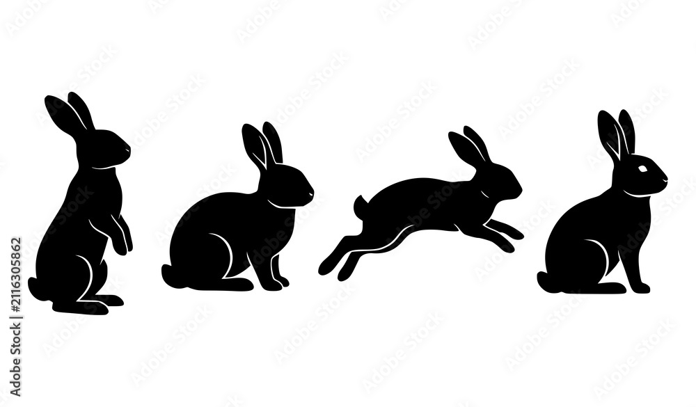 Obraz premium Simple Rabbit Silhouette Vector Bundle