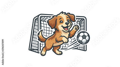 Fotografía Dog Playing Soccer with Ball.