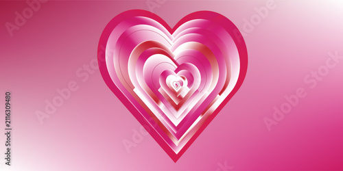Abstract Layered Pink Heart Background with 3D Paper Cut Style