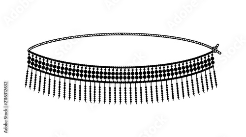 фотографія Elegant Beaded Choker Necklace with Fringe Detail, Vintage Style Jewelry