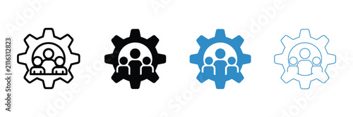 Teamwork icons featuring multiple styles for collaboration, partnership, business cooperation, organization and group management vector illustration