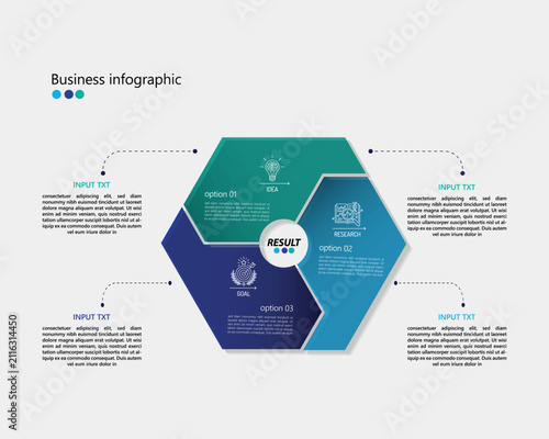 Venn diagram business infographic circle chart template 3 steps options, presentation with venn diagram elements illustration.