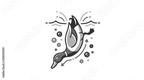 Quadro su tela Dolphin Swimming in Ocean Water.
