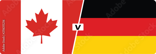Canada vs Germany National Flags – Transparent Background, Country Flag Comparison, Isolated PNG Design