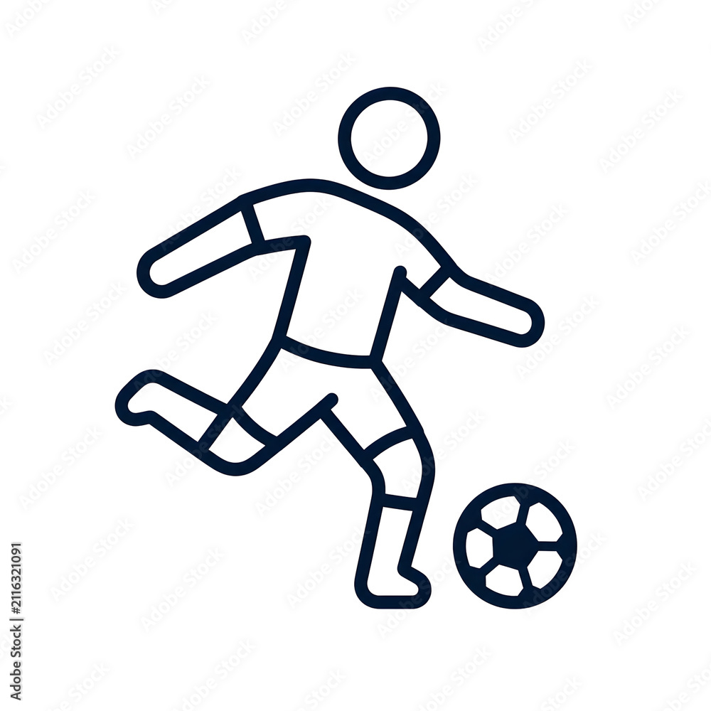 Fototapeta premium Minimalist soccer player icon with ball