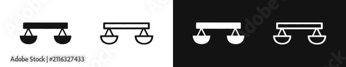 фотографія Set of scale icons, weighing balance symbol, flat and linear design