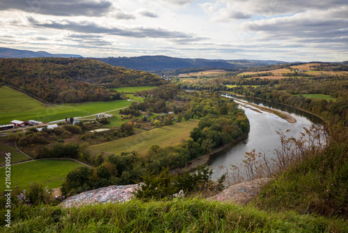 Wyalusing Rocks Scenic overlook of Susquehanna river and a Dutch village Pennsylvania. PA route 6.