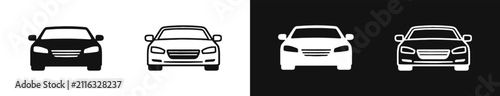Foto Car vehicle icon set, front view of sedan car