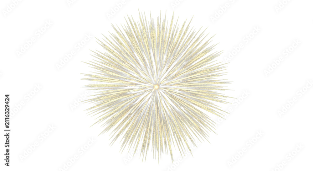 Obraz premium stylized golden fireworks burst displaying intricate ornate starburst pattern and brilliant shimmering texture, isolated on seamless transparent background with copy space. concept of elegant