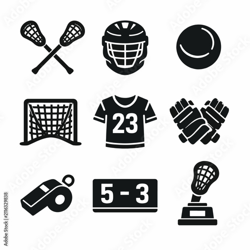 Collection of Sports Icons in Black and White Design