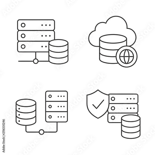 Set of server and database network icons