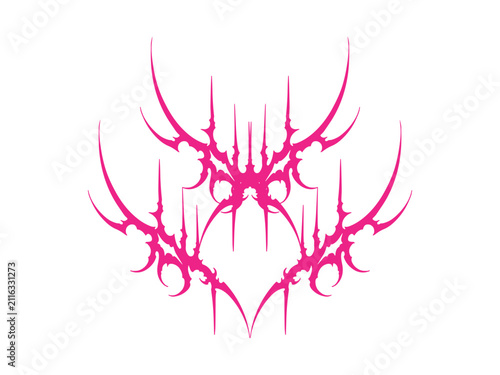 Symmetrical Pink Cyber Gothic Spiky Crest Emblem Graphic Design