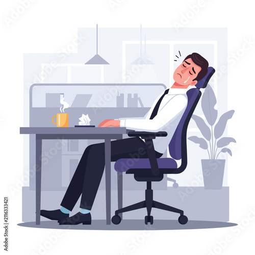 Exhausted Businessman Crying At Office Desk Feeling Overwhelmed And Stressed Out