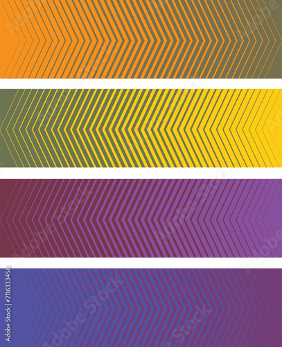 Set of four abstract chevron pattern banners