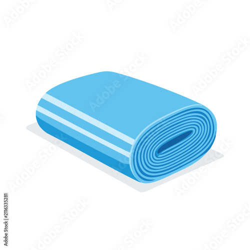 Blue Rolled Textile Fabric Material for Tailoring and Fashion Design Isolated on White Background