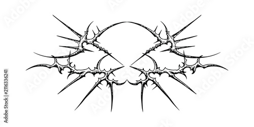Black Cyber Gothic Arch Spiky Thorn Line Art Decal Graphic