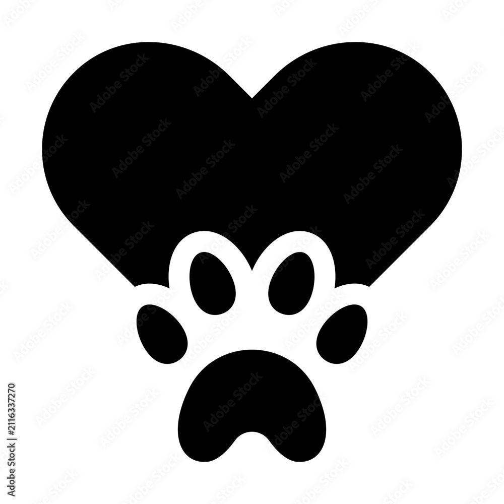 Naklejka premium Adoption Heart Solid Icon, Pet Rescue Animal Love Care Compassion