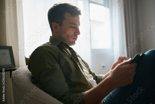 Man using tablet for digital payments
