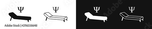Fotografie Psychology Couch Icon Set with Psi Symbol