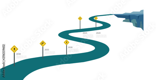 Foto Business roadmap infographic timeline with road sign for business planning