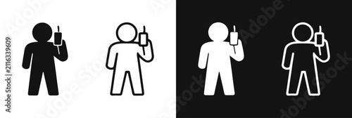 Foto Person talking on the phone icon set, communication vector symbols