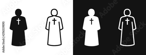 Bild auf Leinwand Priest icon set, Christian clergy and religious person symbols
