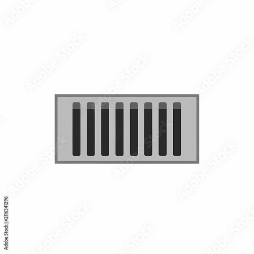 A Gray Rectangular Ventilation Grate Featuring Vertical Slats Designed For Efficient Airflow Regulation Within Industrial Systems Commercial HVAC Architecture Components And Functional Building