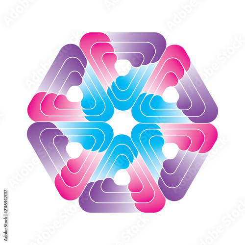 Abstract Colorful Geometric Hexagonal Flower Pattern Vector Logo