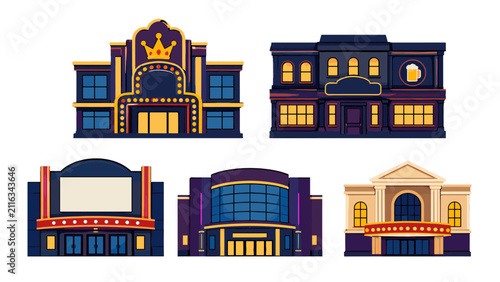 Canvastavla Collection of stylized theater and venue building facades