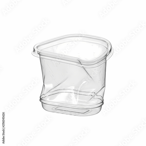 Transparent Polyethylene Food Container With Flexible Sides For Storing Fresh Supplies Or Daily Meals Ready To Be Recycled Used Synthetic Waste Item Which Requires Proper Disposal After Frequent