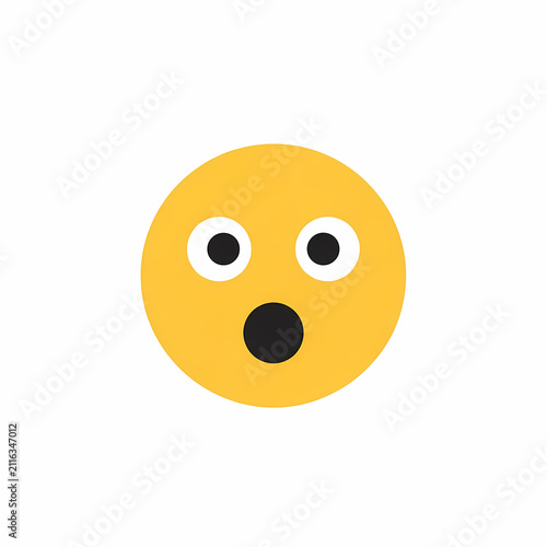 A circular yellow face symbol showing an expression of surprise or complete shock with wide open eyes and a gaping mouth as a sign of feeling astonished by unexpected news during daily chat icon