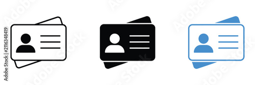 ID Card and Driver's License Icons Featuring Identity Verification Symbols for User Authentication, Digital Security, and Modern Vector Illustration