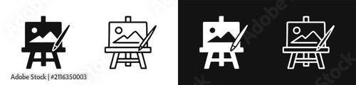 Creative easel with artist brush and painting set