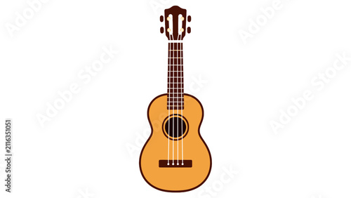фотографія Flat vector illustration of a wooden ukulele on white