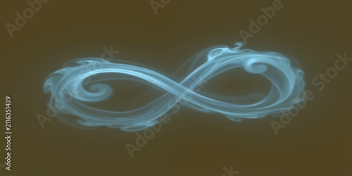 Abstract Blue Heart Shaped Smoke Wave Background with Flowing Light Swirls and Smooth Energy Lines on Black Texture Wallpaper Illustration Design