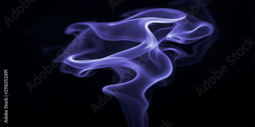 Abstract Blue Smoke Waves on Black Background with Glowing Fire Light Curves and Smooth Swirling Motion Design