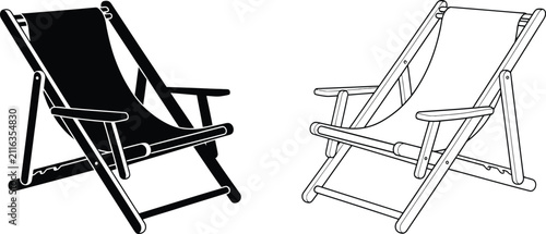 Lawn Chair with Black Fabric in Two Different Designs