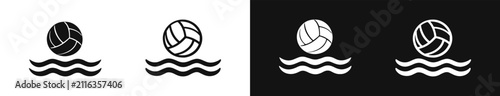 Foto Water polo ball on waves icon set, aquatic sports concept