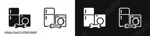 Home appliance repair icons with wrench